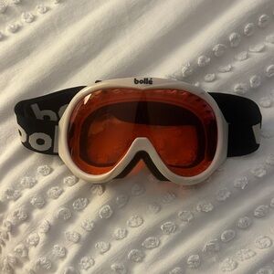 Women's White and Orange Ski Goggles